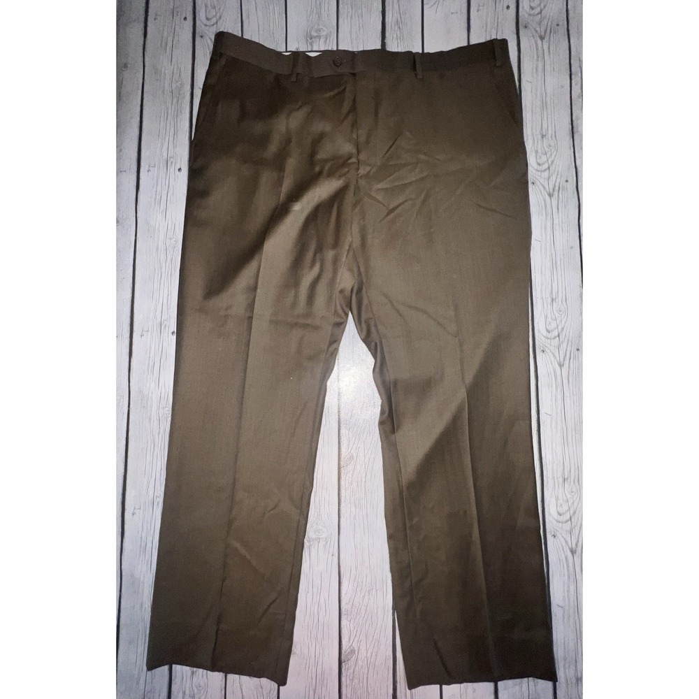 Santorelli Luxury Surge Romeo Virgin Wool Dress Pants Tobacco Size 42-Small Hole